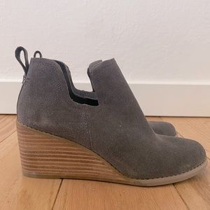 TOMS grey suede wedge boots NEW